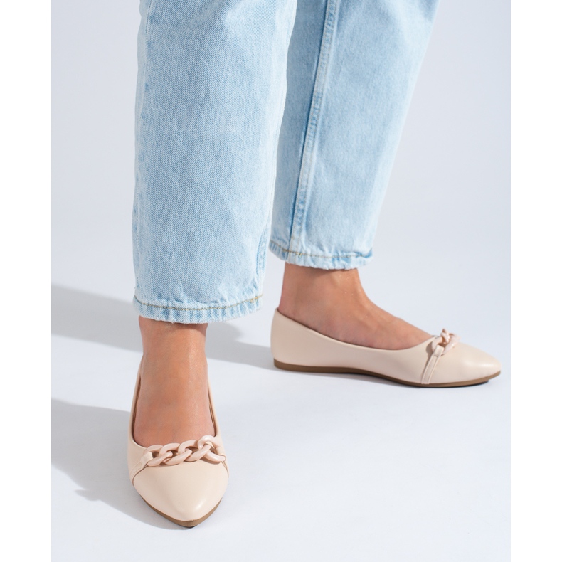 W. Potocki Bézs színű női balerinák hegyes Potocki lánccal 2 W. Potocki Bézs színű női balerinák hegyes Potocki lánccal 2