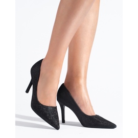 Shelovet női magassarkú fekete, csillámos 1