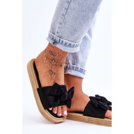 FK1 Női velúr papucs masnival, fekete kerítéssel 2