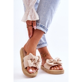 FK1 Női velúr papucs masni bézs kerítéssel 1