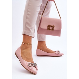 WS1 Elegáns balerinák masnival és egyszeri rózsaszín strasszokkal 2