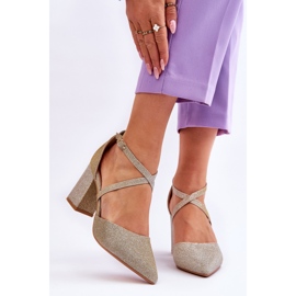 WS1 Divatos fényes pumpák arany Galaxy Sarkon aranysárga 1