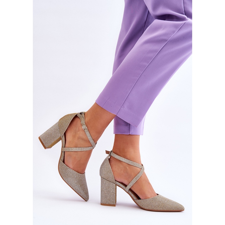 WS1 Divatos fényes pumpák arany Galaxy Sarkon aranysárga 2