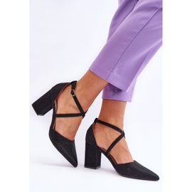 WS1 Divatos fényes pumpák fekete Galaxy sarkon 2