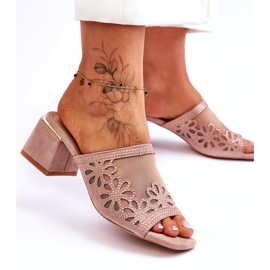 S.Barski Női sarok hálóval és cirkonokkal S. Barski KV-612-1 bézs 1