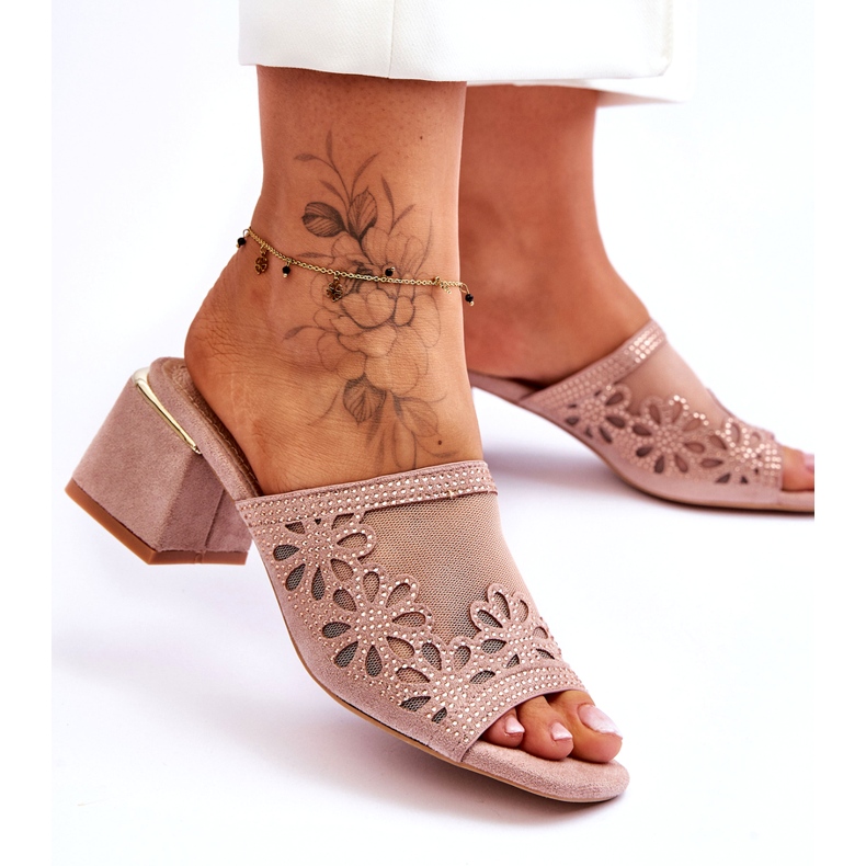 S.Barski Női sarok hálóval és cirkonokkal S. Barski KV-612-1 bézs 1