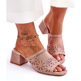 S.Barski Női sarok hálóval és cirkonokkal S. Barski KV-612-1 bézs 2