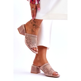 S.Barski Női sarok hálóval és cirkonokkal S. Barski KV-612-1 bézs 4