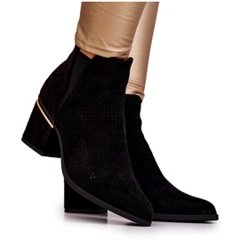 PS1 Fekete Helloni Suede áttört cowboy csizma 7