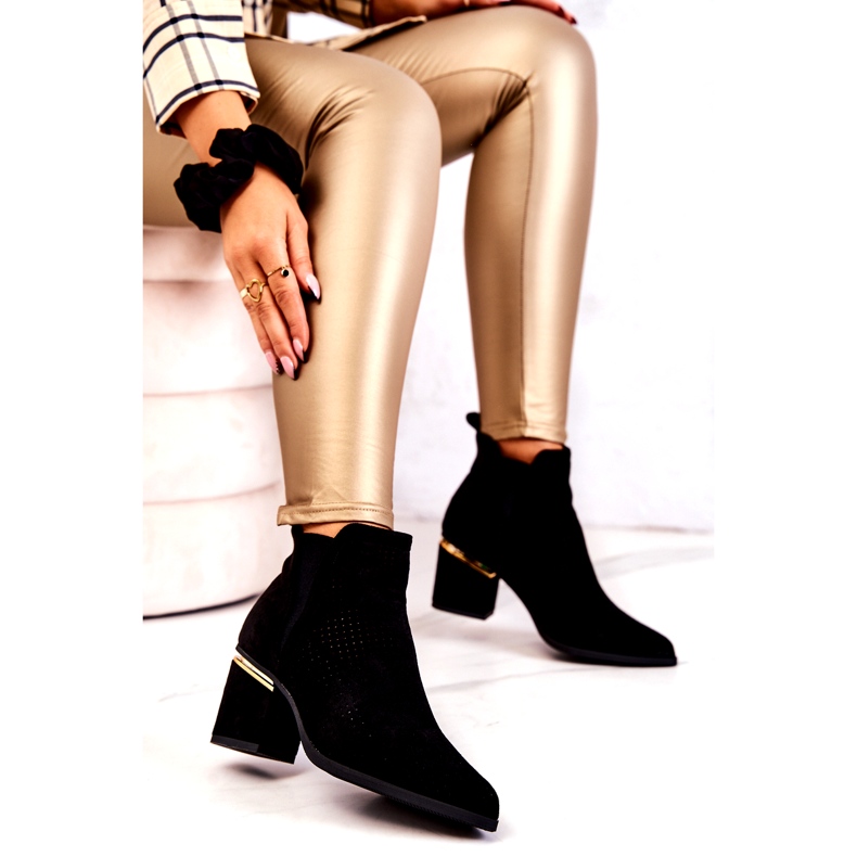 PS1 Fekete Helloni Suede áttört cowboy csizma 4