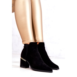 PS1 Fekete Helloni Suede áttört cowboy csizma 6