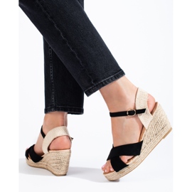 Női fekete Shelovet wedge espadrilles szandál 1