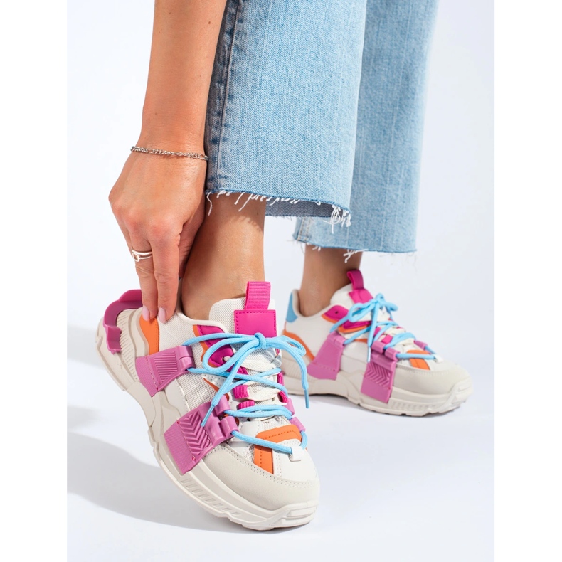 Női tarka tornacipő vastag talpon Shelovet fehér 1